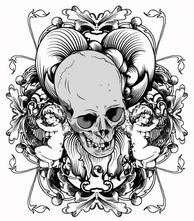 free vector Skull printed pattern vector